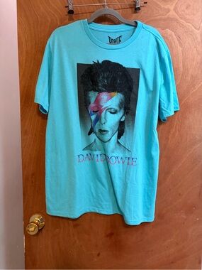 Graphic Tee - Turquoise Short Sleeve Shirt David Bowie Size L